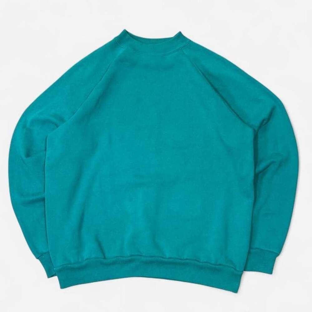 Hanes Activewear Sweatshirt Size L Teal Crewneck Blank Vintage